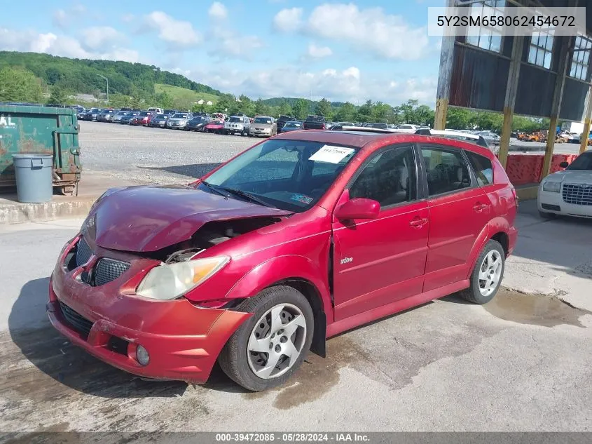 2006 Pontiac Vibe VIN: 5Y2SM658062454672 Lot: 39472085