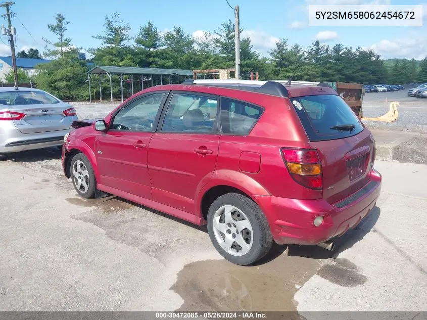 2006 Pontiac Vibe VIN: 5Y2SM658062454672 Lot: 39472085