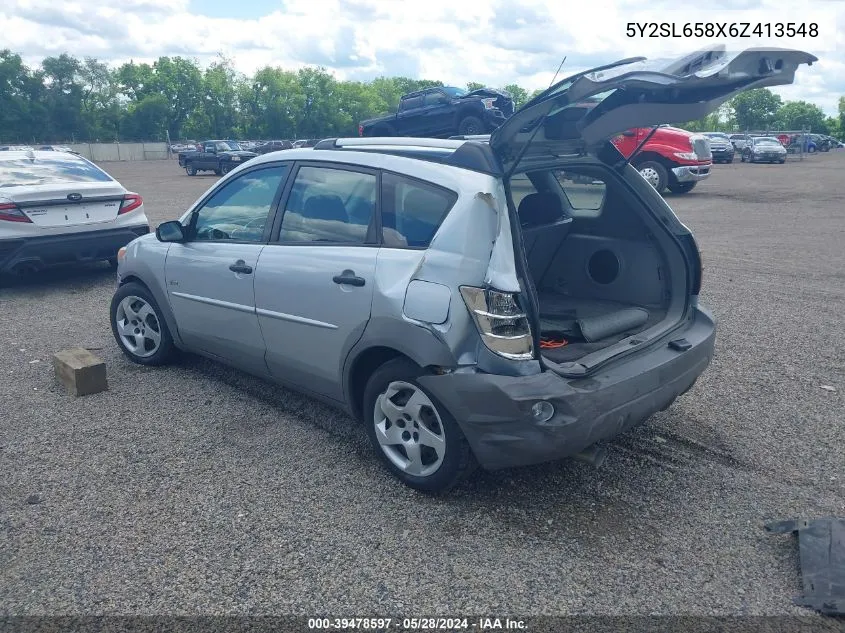 2006 Pontiac Vibe VIN: 5Y2SL658X6Z413548 Lot: 39478597