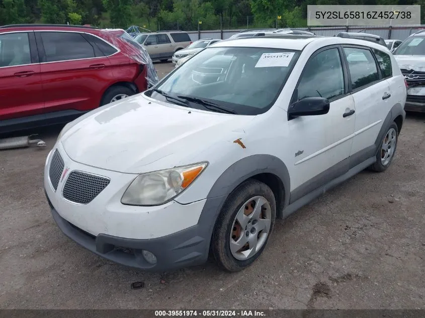 2006 Pontiac Vibe VIN: 5Y2SL65816Z452738 Lot: 39551974