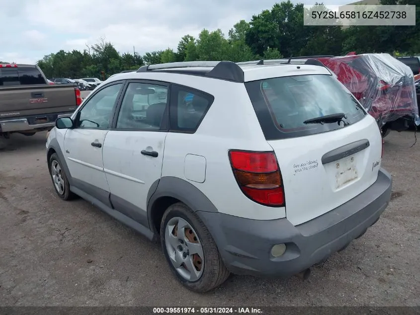 2006 Pontiac Vibe VIN: 5Y2SL65816Z452738 Lot: 39551974