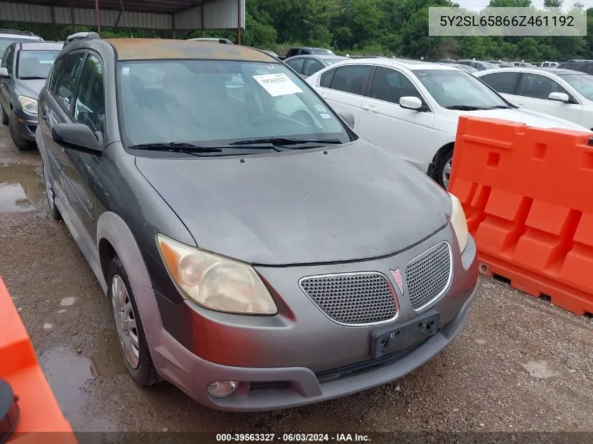 2006 Pontiac Vibe VIN: 5Y2SL65866Z461192 Lot: 39563327