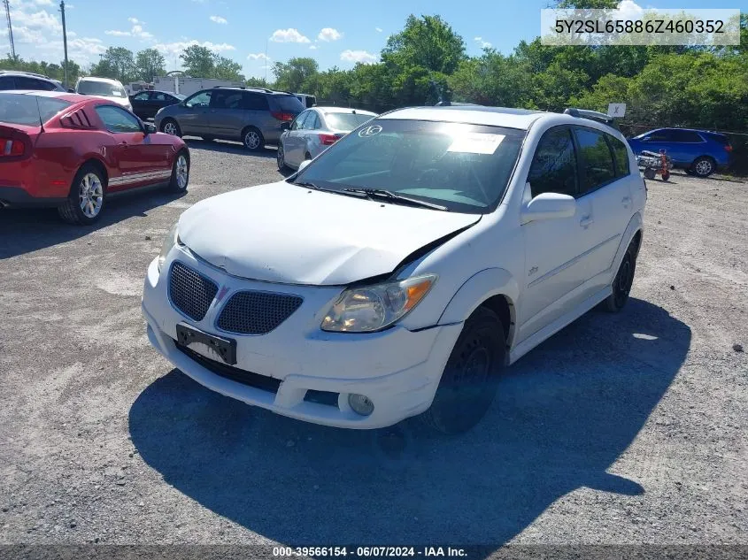 2006 Pontiac Vibe VIN: 5Y2SL65886Z460352 Lot: 39566154