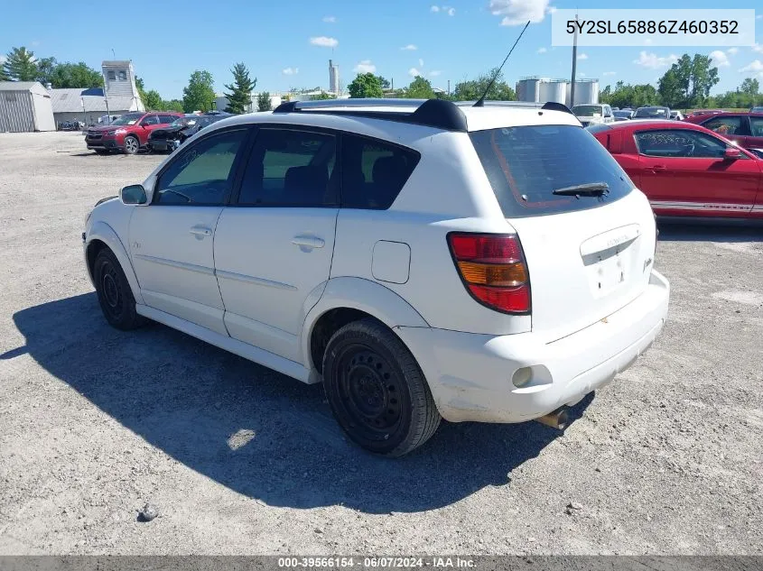 2006 Pontiac Vibe VIN: 5Y2SL65886Z460352 Lot: 39566154