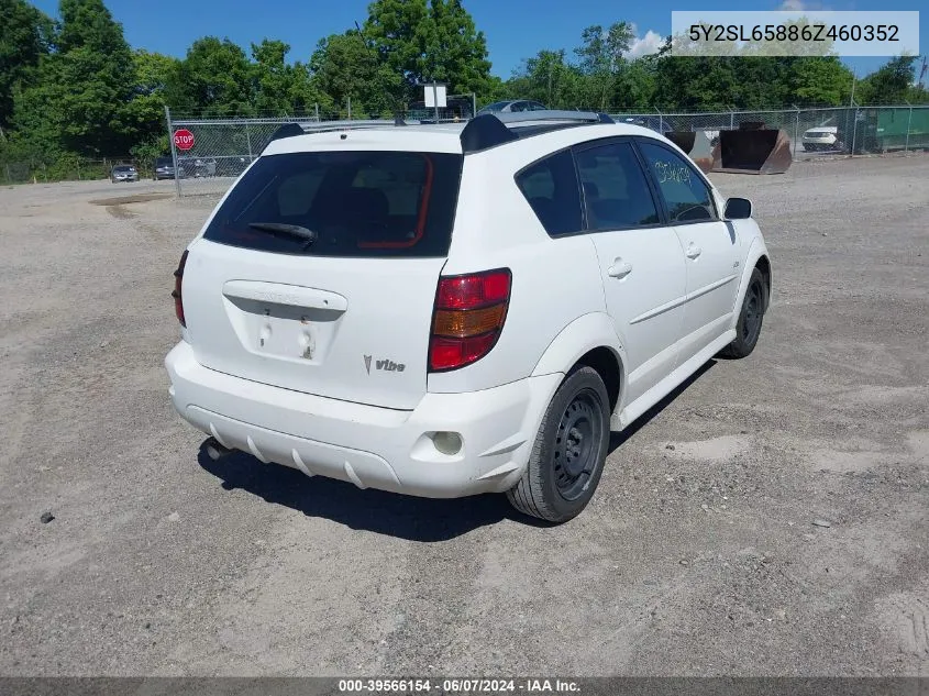 2006 Pontiac Vibe VIN: 5Y2SL65886Z460352 Lot: 39566154