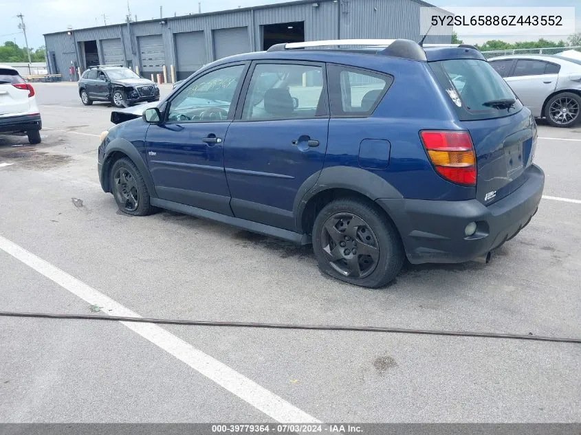 2006 Pontiac Vibe VIN: 5Y2SL65886Z443552 Lot: 39779364