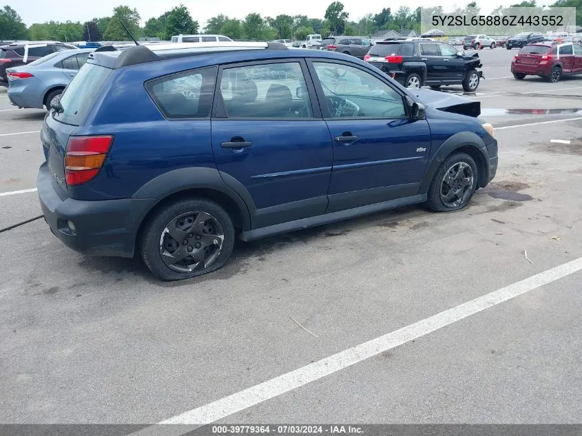 2006 Pontiac Vibe VIN: 5Y2SL65886Z443552 Lot: 39779364