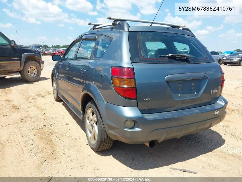 2006 Pontiac Vibe VIN: 5Y2SM67836Z410761 Lot: 39828198