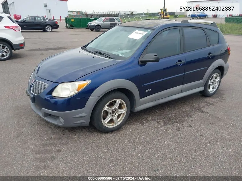 2006 Pontiac Vibe VIN: 5Y2SL65886Z402337 Lot: 39865586