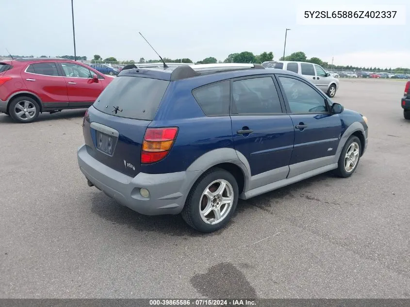 2006 Pontiac Vibe VIN: 5Y2SL65886Z402337 Lot: 39865586