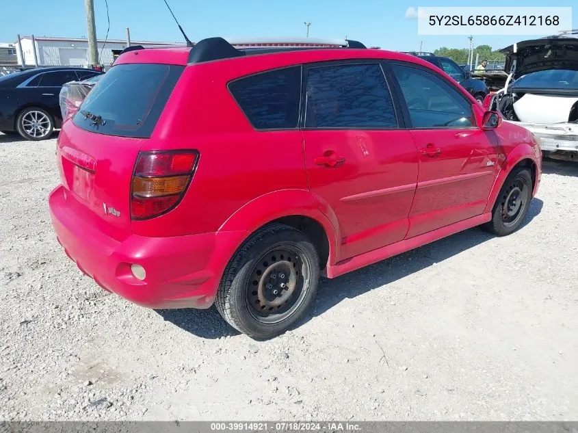 2006 Pontiac Vibe VIN: 5Y2SL65866Z412168 Lot: 39914921