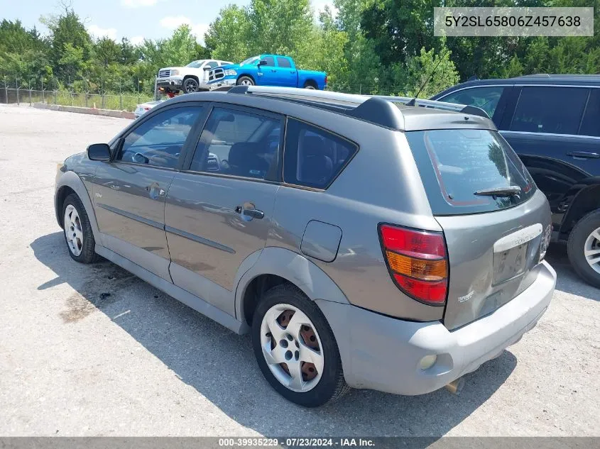 2006 Pontiac Vibe VIN: 5Y2SL65806Z457638 Lot: 39935229