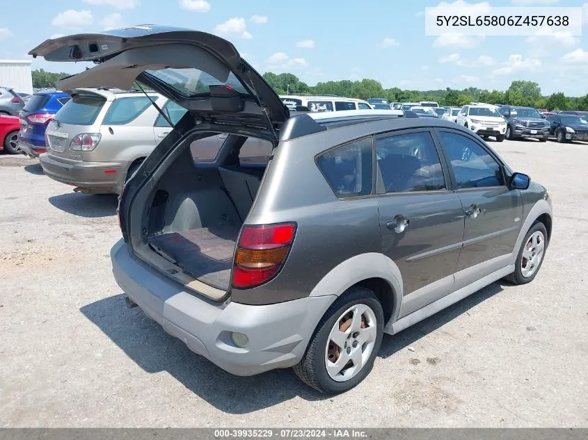 2006 Pontiac Vibe VIN: 5Y2SL65806Z457638 Lot: 39935229