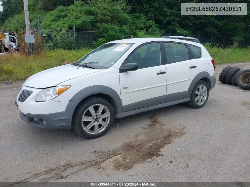 2006 Pontiac Vibe VIN: 5Y2SL65826Z430831 Lot: 39944811