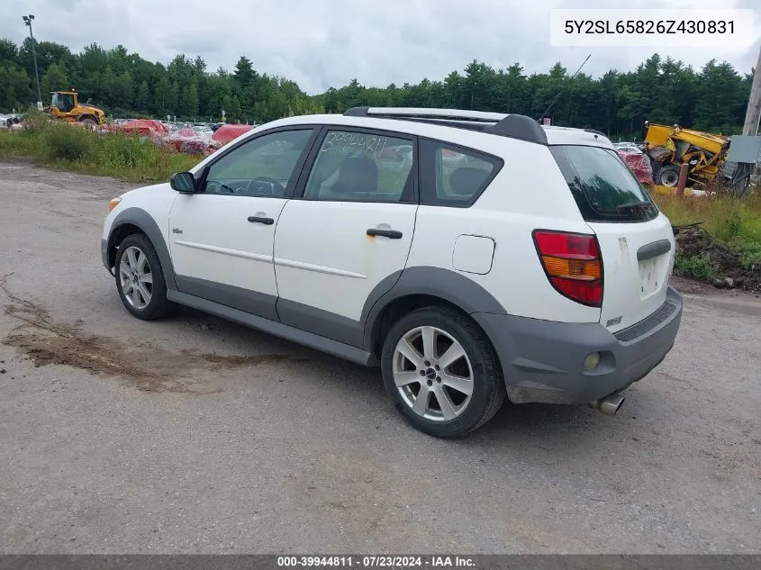 2006 Pontiac Vibe VIN: 5Y2SL65826Z430831 Lot: 39944811