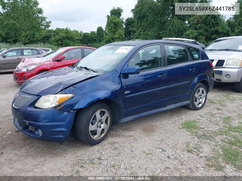 2006 Pontiac Vibe VIN: 5Y2SL658X6Z441785 Lot: 39991051