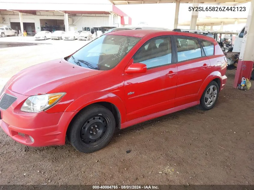 2006 Pontiac Vibe VIN: 5Y2SL65826Z442123 Lot: 40004785