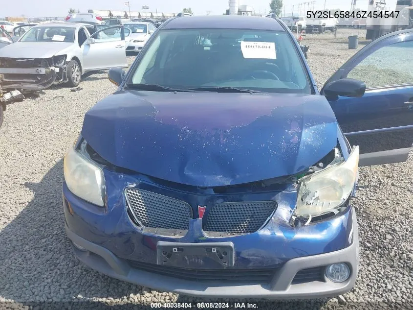 2006 Pontiac Vibe VIN: 5Y2SL65846Z454547 Lot: 40038404