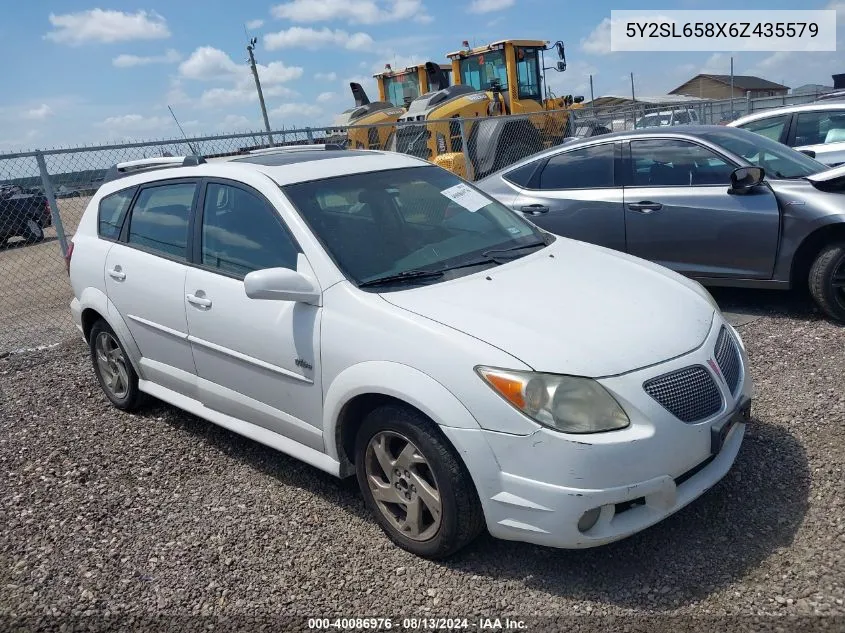 2006 Pontiac Vibe VIN: 5Y2SL658X6Z435579 Lot: 40086976