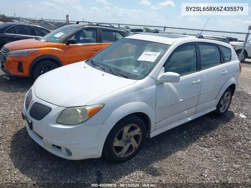 2006 Pontiac Vibe VIN: 5Y2SL658X6Z435579 Lot: 40086976