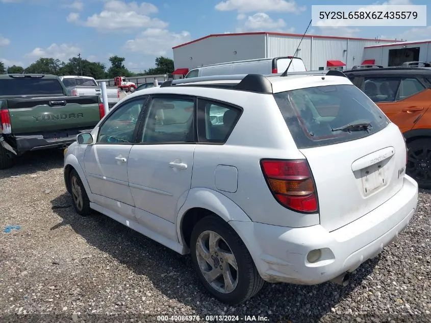 2006 Pontiac Vibe VIN: 5Y2SL658X6Z435579 Lot: 40086976