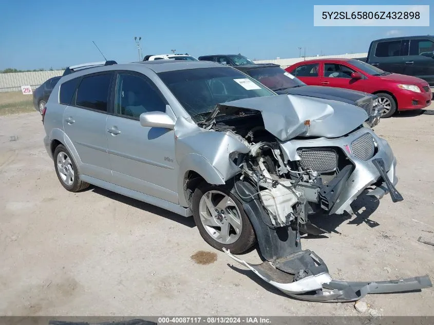 2006 Pontiac Vibe VIN: 5Y2SL65806Z432898 Lot: 40087117