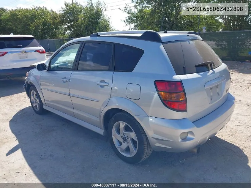 2006 Pontiac Vibe VIN: 5Y2SL65806Z432898 Lot: 40087117