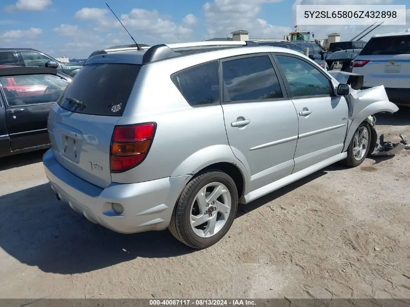 2006 Pontiac Vibe VIN: 5Y2SL65806Z432898 Lot: 40087117