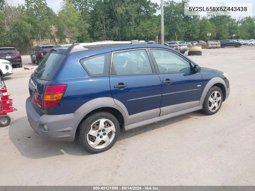 2006 Pontiac Vibe VIN: 5Y2SL658X6Z443438 Lot: 40121598