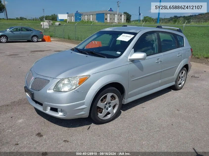 2006 Pontiac Vibe VIN: 5Y2SL65886Z412107 Lot: 40128910