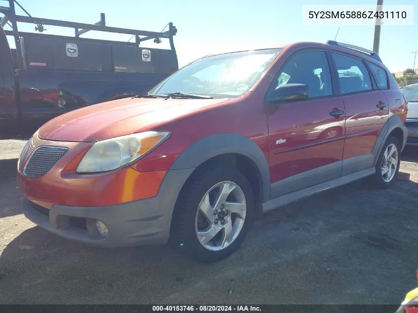 5Y2SM65886Z431110 2006 Pontiac Vibe