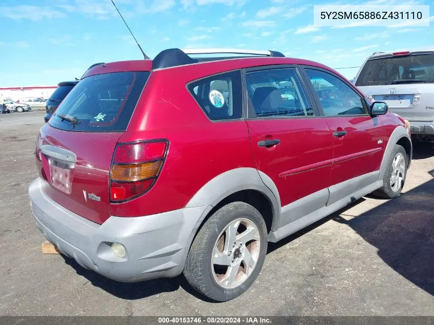 5Y2SM65886Z431110 2006 Pontiac Vibe