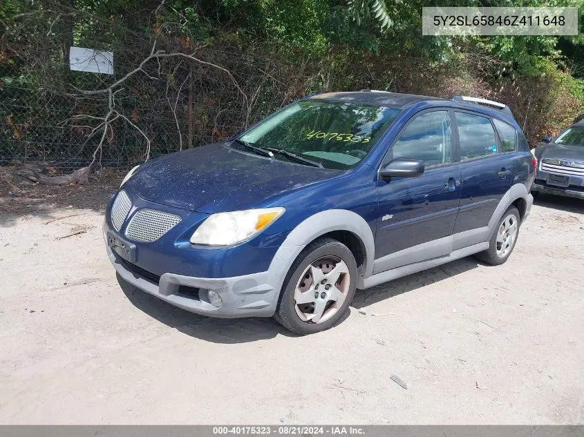 2006 Pontiac Vibe VIN: 5Y2SL65846Z411648 Lot: 40175323