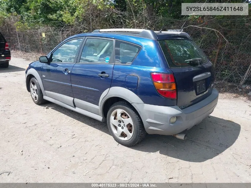 2006 Pontiac Vibe VIN: 5Y2SL65846Z411648 Lot: 40175323