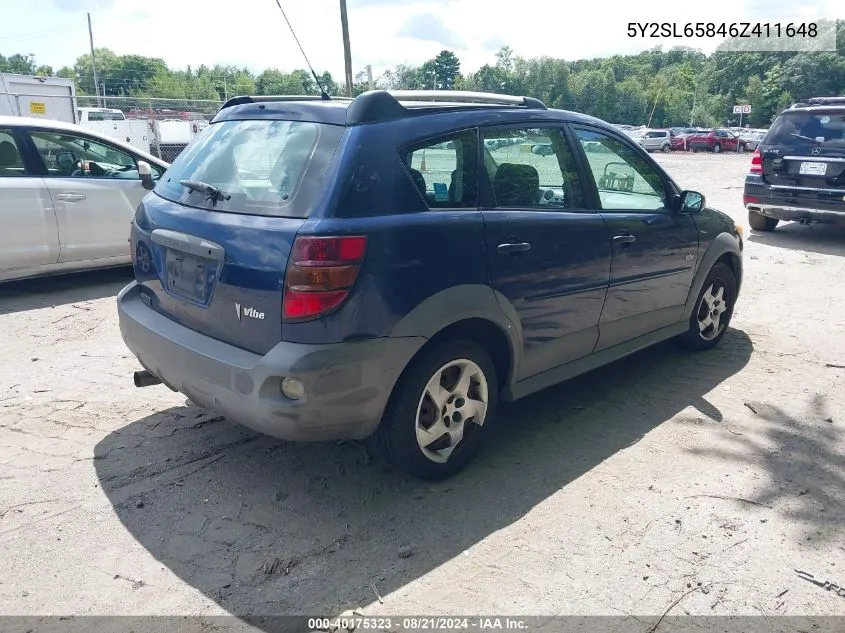 2006 Pontiac Vibe VIN: 5Y2SL65846Z411648 Lot: 40175323