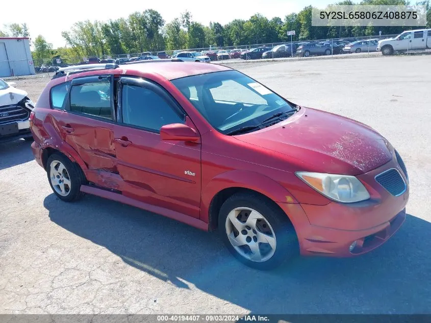 2006 Pontiac Vibe VIN: 5Y2SL65806Z408875 Lot: 40194407