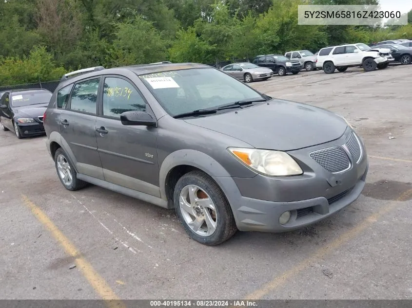 2006 Pontiac Vibe VIN: 5Y2SM65816Z423060 Lot: 40195134