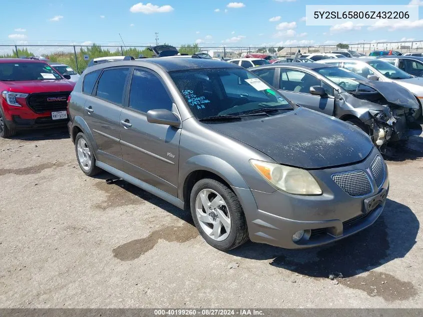 2006 Pontiac Vibe VIN: 5Y2SL65806Z432206 Lot: 40199260