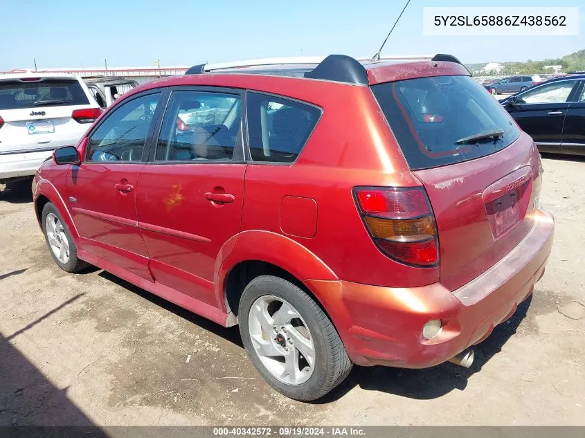 2006 Pontiac Vibe VIN: 5Y2SL65886Z438562 Lot: 40342572