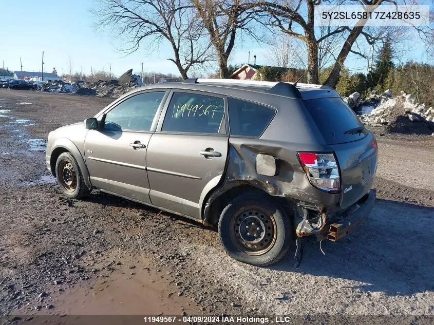 2007 Pontiac Vibe VIN: 5Y2SL65817Z428635 Lot: 11949567