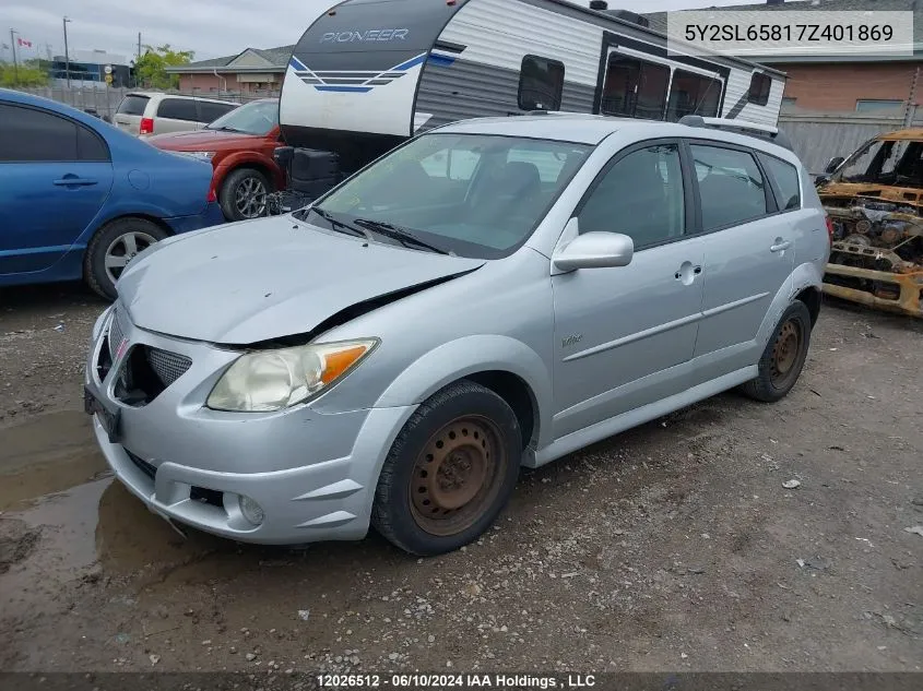 2007 Pontiac Vibe VIN: 5Y2SL65817Z401869 Lot: 12026512