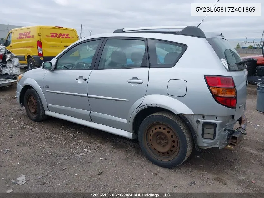 2007 Pontiac Vibe VIN: 5Y2SL65817Z401869 Lot: 12026512