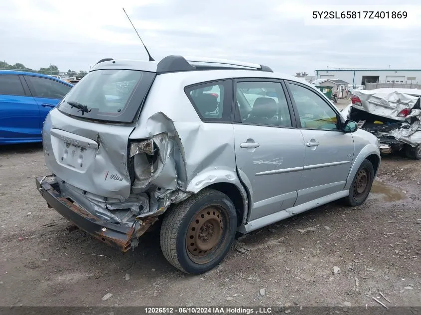 2007 Pontiac Vibe VIN: 5Y2SL65817Z401869 Lot: 12026512