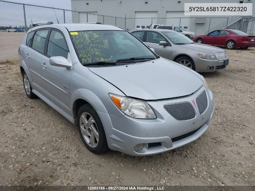 2007 Pontiac Vibe VIN: 5Y2SL65817Z422320 Lot: 12083185