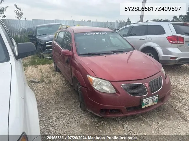 2007 Pontiac Vibe VIN: 5Y2SL65817Z409597 Lot: 20168385