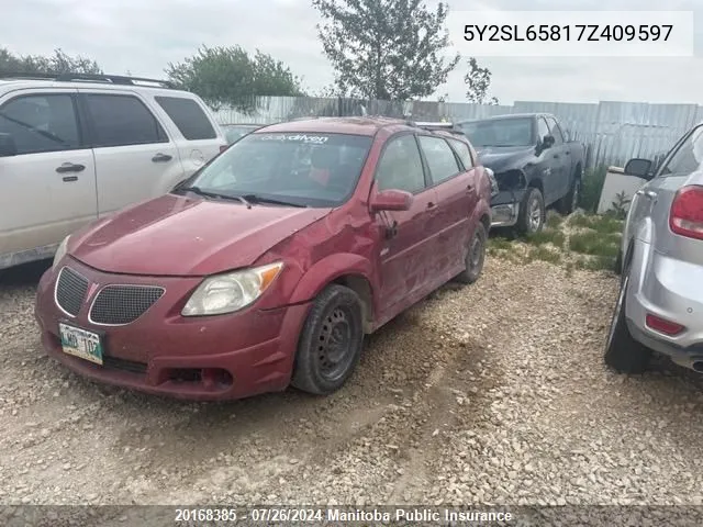 2007 Pontiac Vibe VIN: 5Y2SL65817Z409597 Lot: 20168385