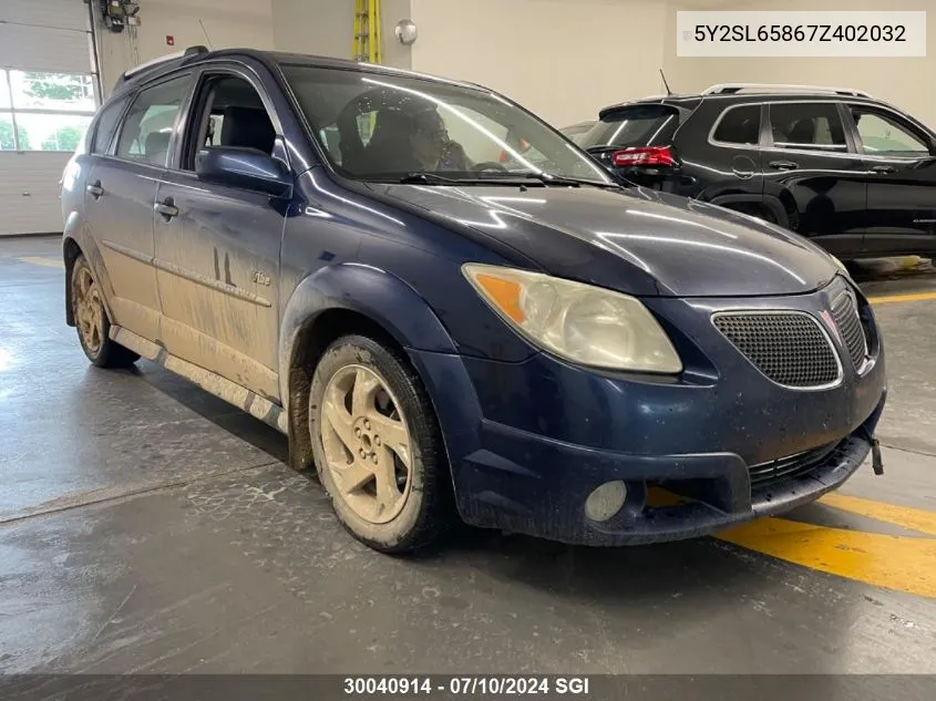 2007 Pontiac Vibe VIN: 5Y2SL65867Z402032 Lot: 30040914