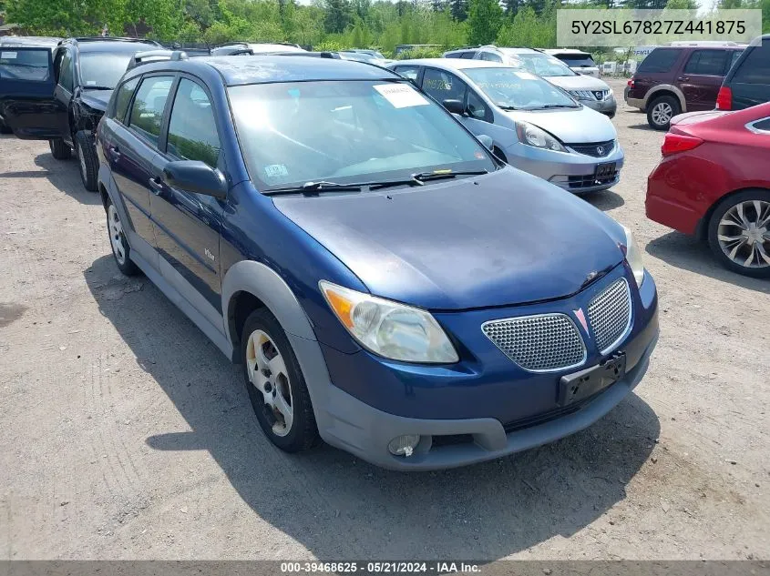 2007 Pontiac Vibe VIN: 5Y2SL67827Z441875 Lot: 39468625