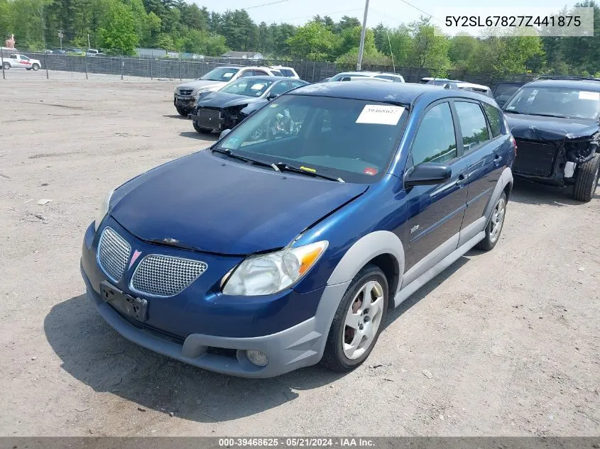 2007 Pontiac Vibe VIN: 5Y2SL67827Z441875 Lot: 39468625