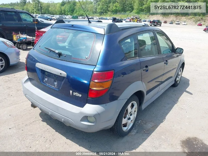 2007 Pontiac Vibe VIN: 5Y2SL67827Z441875 Lot: 39468625